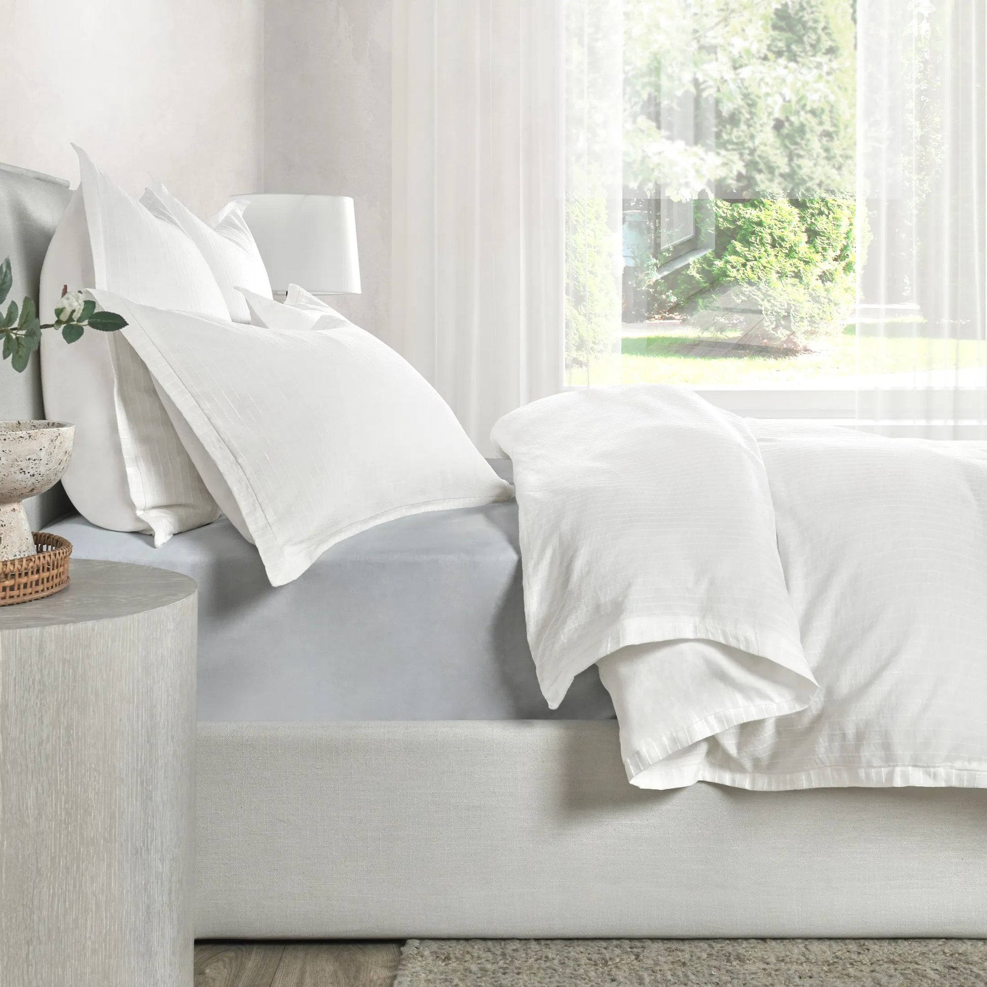 Karina 100% Cotton White Queen Duvet by Villa by Classic Home in white. Made from 100% cotton in a transitional style.