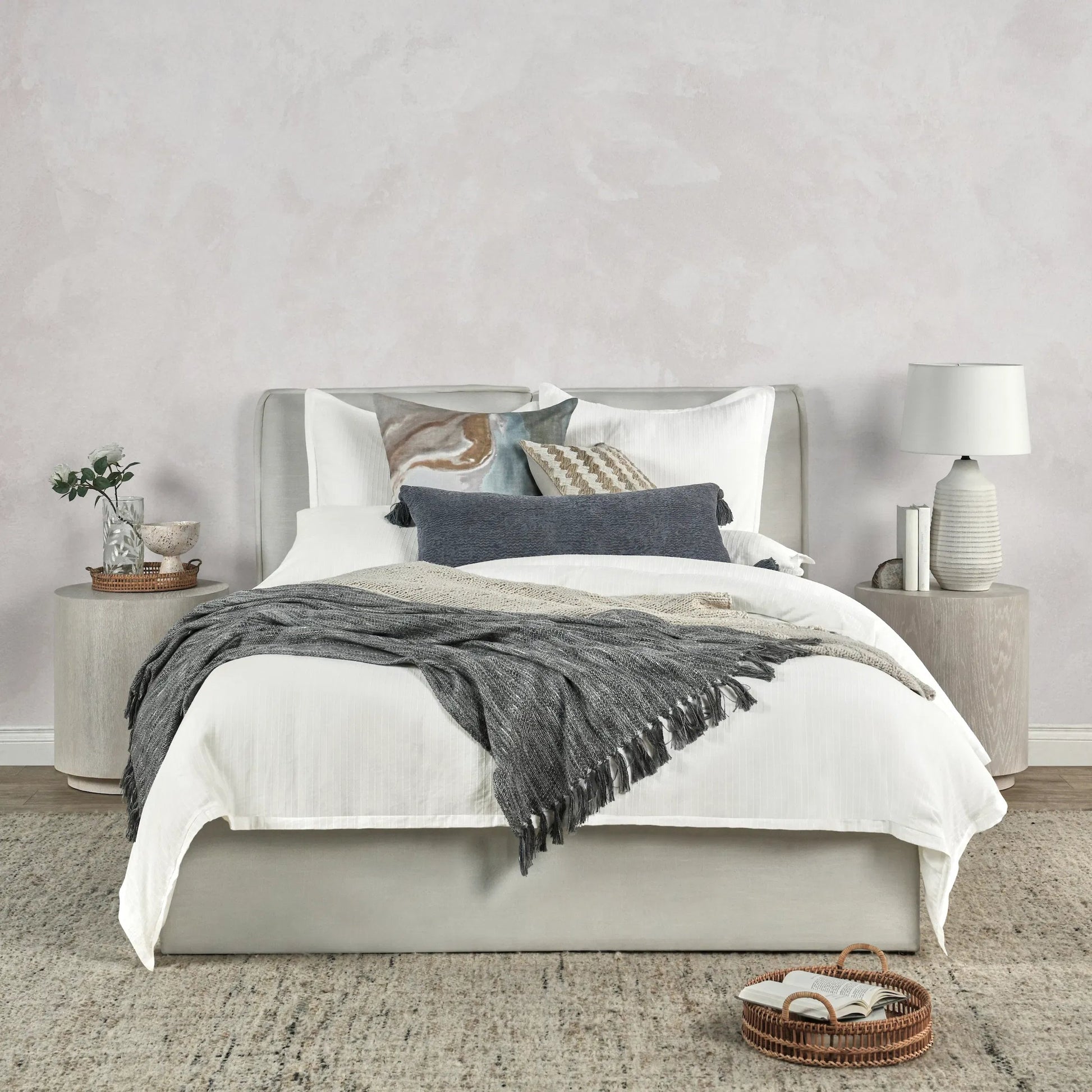 Karina 100% Cotton White Queen Duvet by Villa by Classic Home in white. Made from 100% cotton in a transitional style.