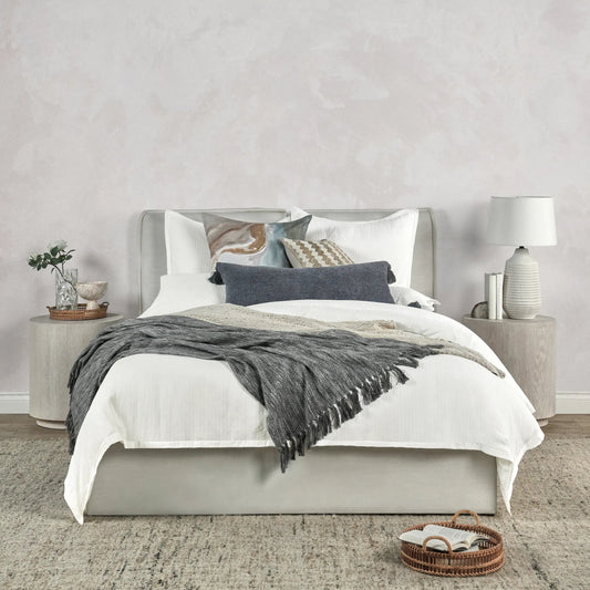 Karina 100% Cotton White Queen Duvet by Villa by Classic Home in white. Made from 100% cotton in a unique style.