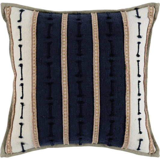 Jay Throw Pillow by Villa by Classic Home in blue,natural. Made from 60% cotton, 40% linen front in a modern style.
