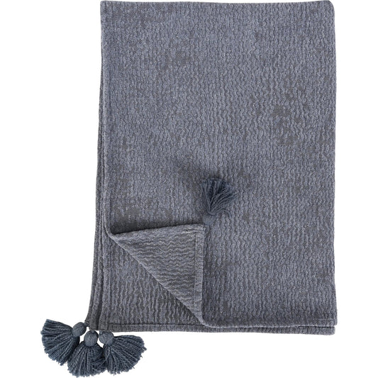 Misty Throw Blanket by Villa by Classic Home in saltwater blue. Made from 100% cotton in a unique style.