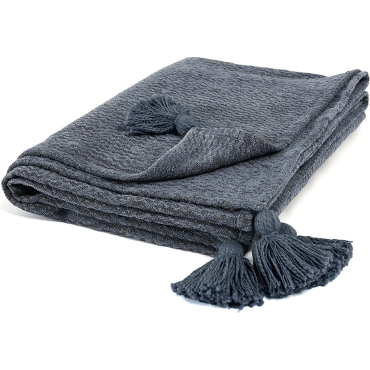 Misty Throw Blanket by Villa by Classic Home in saltwater blue. Made from 100% cotton in a unique style.