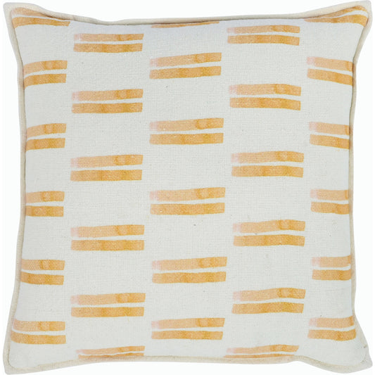 Dalia Square Throw Pillow by Villa by Classic Home in ivory,orange. Made from 60% linen, 40%cotton in a modern style.
