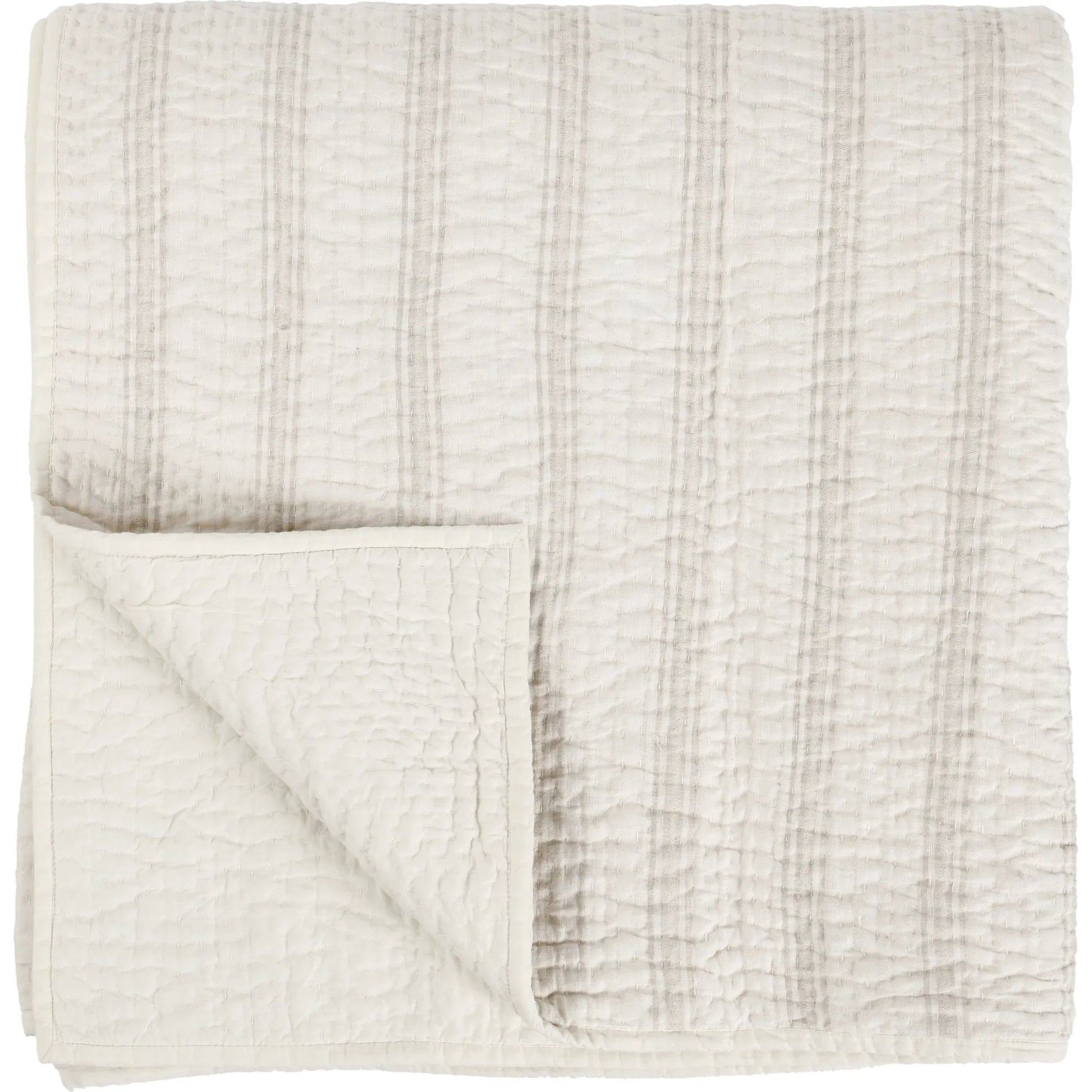 Abraham Cotton Linen Eggshell Beige King Quilt by Villa by Classic Home. Made from 50% linen/50% cotton, 100% cotton back fabric and fill in a transitional style.