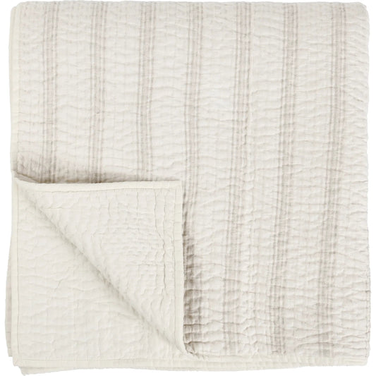Abraham Cotton Linen Eggshell Beige Quilt by Villa by Classic Home. Made from 50% linen/50% cotton, 100% cotton back fabric and fill in a transitional style.