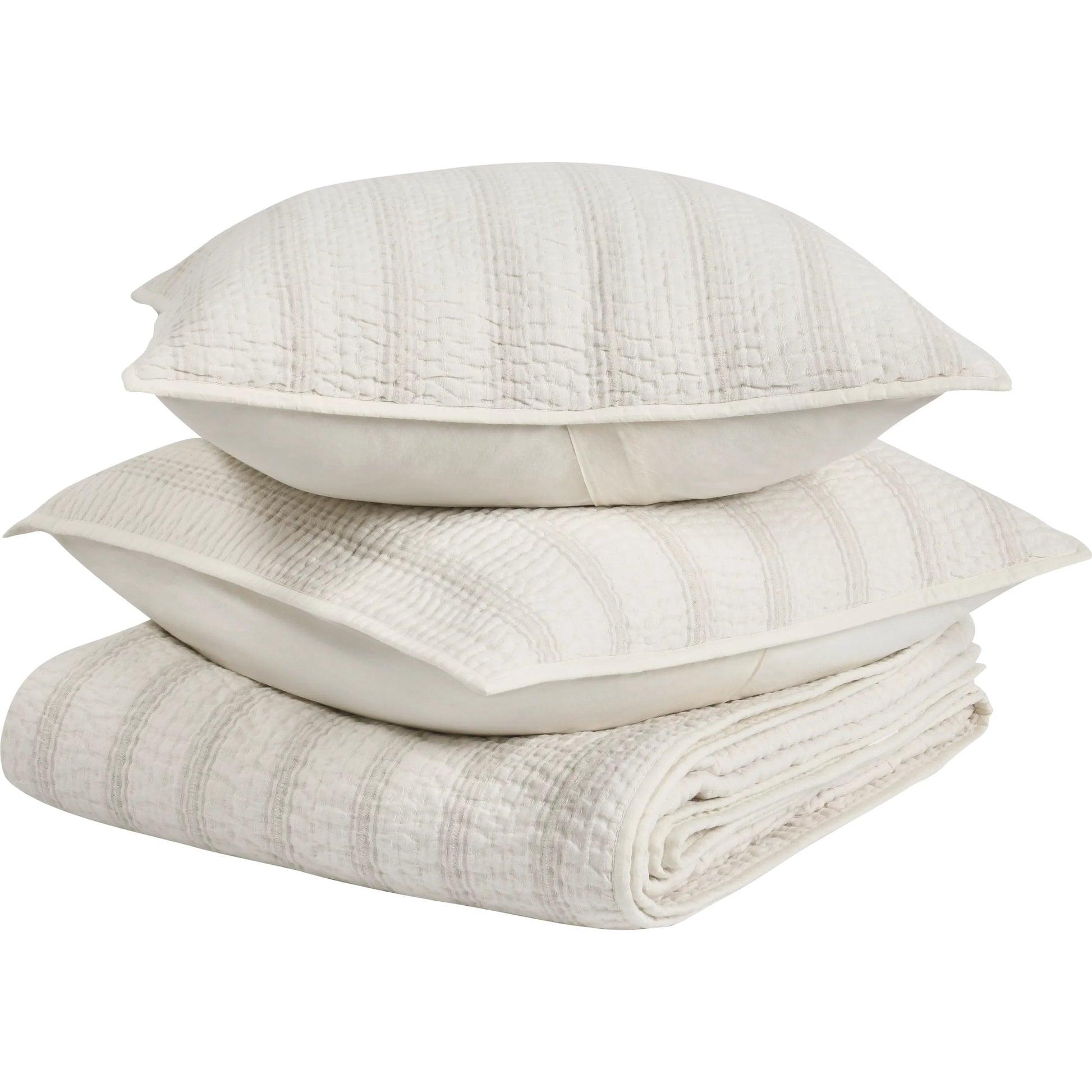 Abraham Cotton Linen Eggshell Beige King Quilt by Villa by Classic Home. Made from 50% linen/50% cotton, 100% cotton back fabric and fill in a transitional style.