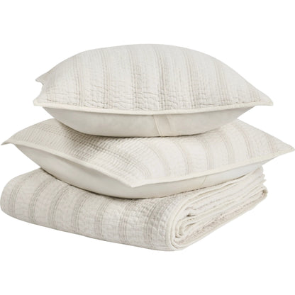 Abraham Cotton Linen Eggshell Beige Queen Quilt by Villa by Classic Home. Made from 50% linen/50% cotton, 100% cotton back fabric and fill in a transitional style.