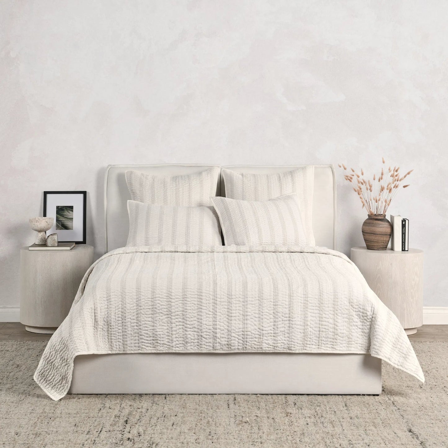 001 SI-2223162 | Lifestyle | Abraham Cotton Linen Pillow by Villa by Classic Home. Made from 50% linen/50% cotton, 100% cotton back fabric and fill in a transitional style.