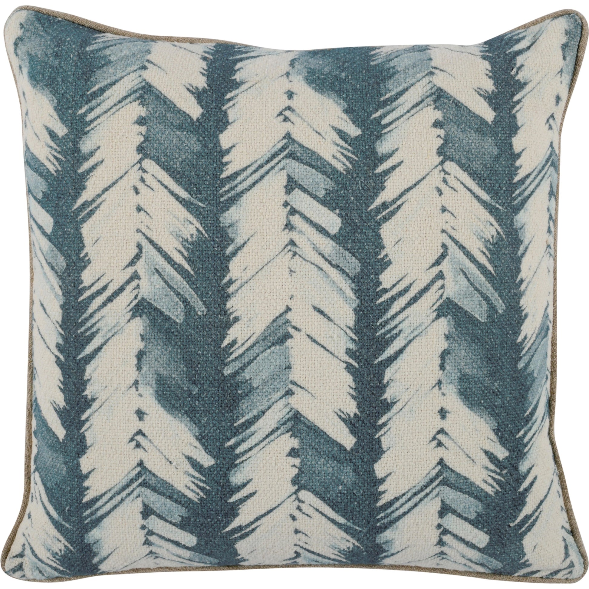 Eloa Throw Pillow by Villa by Classic Home in ivory, blue. Made from 60% linen, 40% cotton in a modern style.