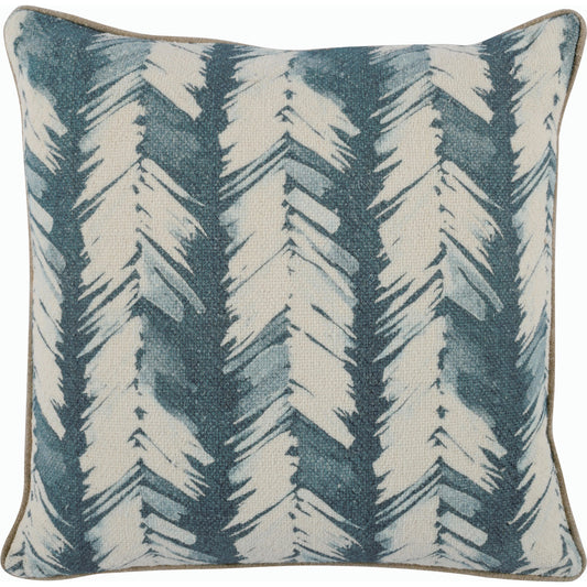 Eloa Throw Pillow by Villa by Classic Home in ivory, blue. Made from 60% linen, 40% cotton in a modern style.