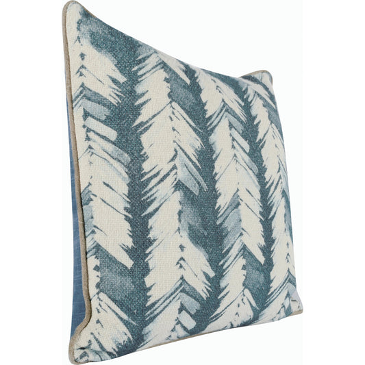 Eloa Throw Pillow by Villa by Classic Home in ivory, blue. Made from 60% linen, 40% cotton in a modern style.