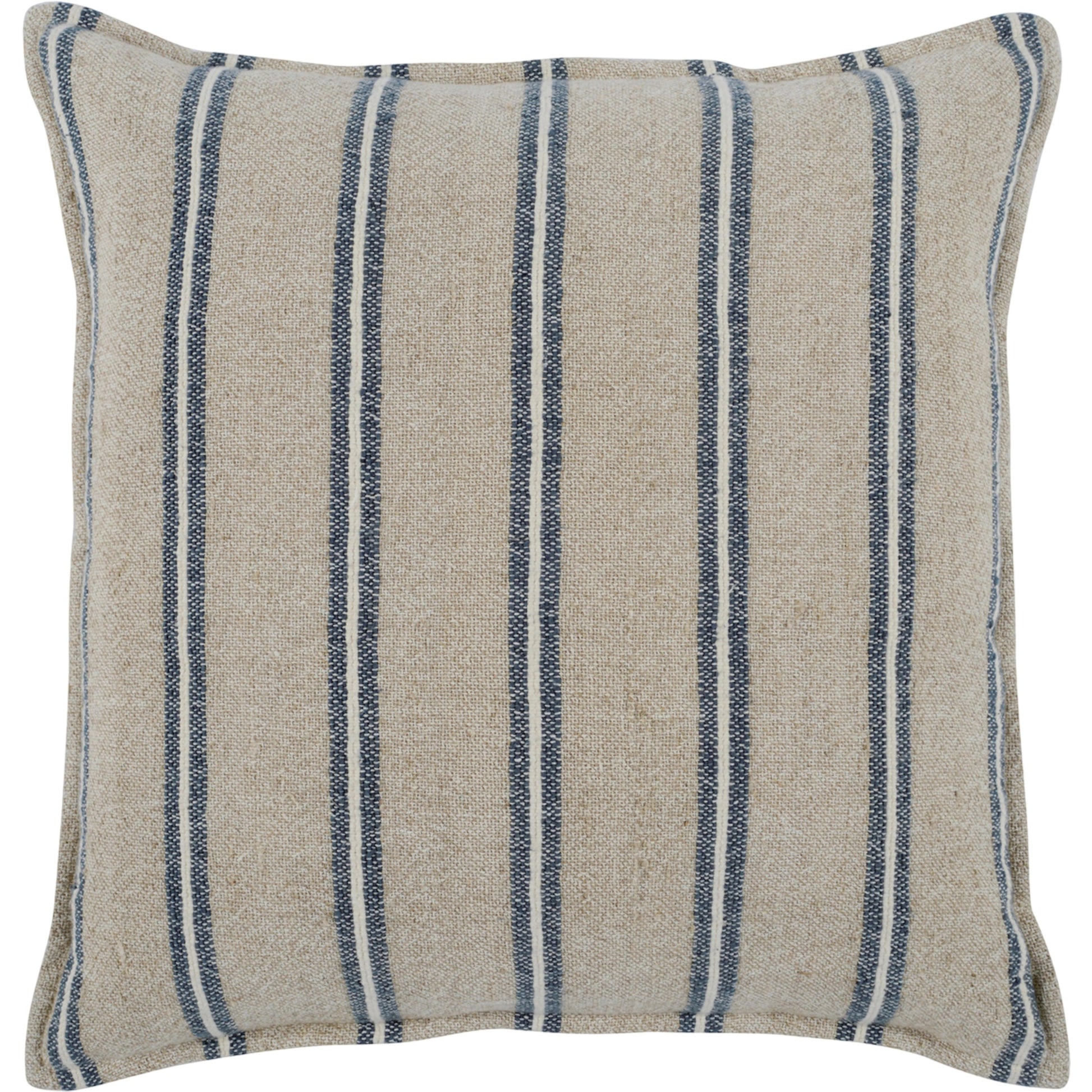 Demi Square Throw Pillow by Villa by Classic Home in natural, blue. Made from 70% linen, 30% cotton in a modern style.