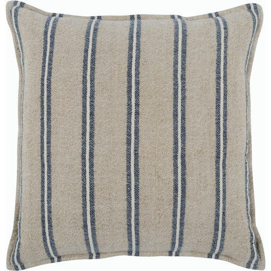 Demi Square Throw Pillow by Villa by Classic Home in natural , blue. Made from 70% linen, 30% cotton in a modern style.