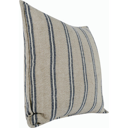Demi Square Throw Pillow by Villa by Classic Home in natural, blue. Made from 70% linen, 30% cotton in a modern style.