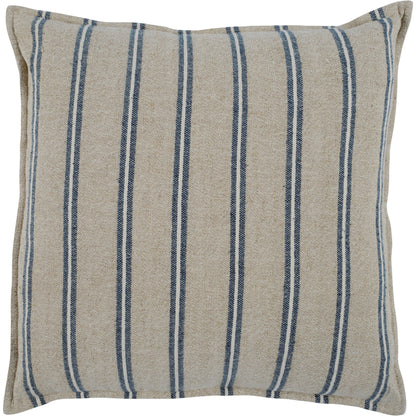 Demi Square Throw Pillow by Villa by Classic Home in natural, blue. Made from 70% linen, 30% cotton in a modern style.
