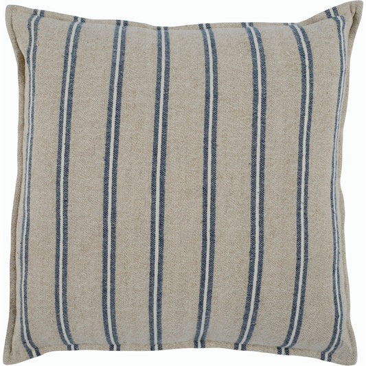 Demi Square Throw Pillow by Villa by Classic Home in natural, blue. Made from 70% linen, 30% cotton in a modern style.
