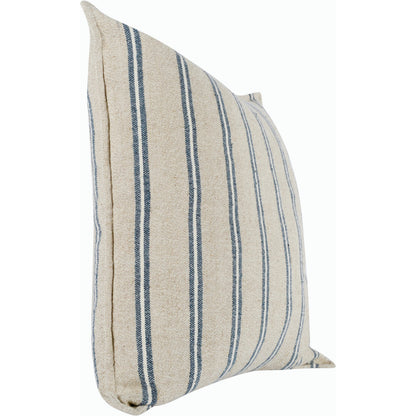 Demi Square Throw Pillow by Villa by Classic Home in natural, blue. Made from 70% linen, 30% cotton in a modern style.
