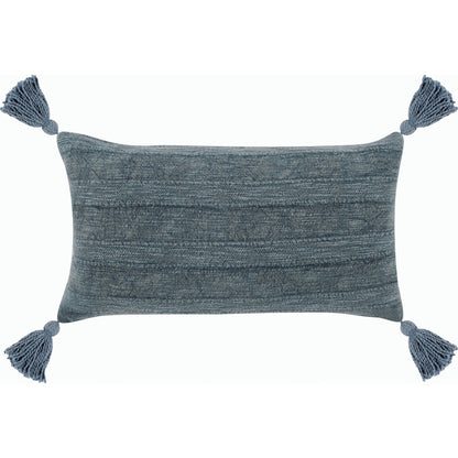 Desi X Throw Pillow by Villa by Classic Home in blue. Made from 54% linen, 46% cotton in a modern style.