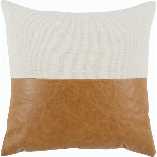 Yoli Throw Pillow by Villa by Classic Home in ivory,chestnut. Made from 50% genuine leather, 30% linen, 20% cotton in a modern style.