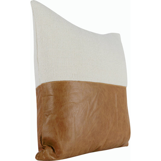 Yoli Throw Pillow by Villa by Classic Home in ivory,chestnut. Made from 50% genuine leather, 30% linen, 20% cotton in a modern style.