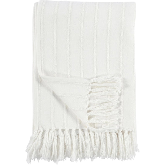 Hendri 50"x 70" Throw Blanket Blanket by Villa by Classic Home in white. Made from 50% cotton, 50% viscose in a unique style.