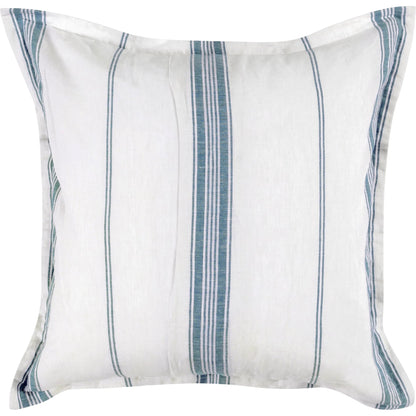 Brooke Blue Stripe Linen Cashmere Euro Sham by Villa by Classic Home in white, blue. Made from 70% linen/25% cotton/5% cashmere in a transitional style.