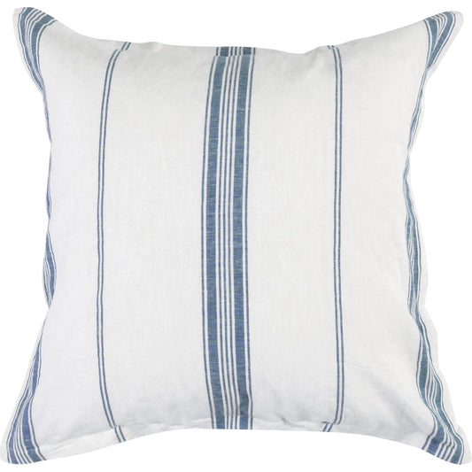 Brooke Blue Stripe Linen Cashmere Euro Sham by Villa by Classic Home in white, blue. Made from 70% linen/25% cotton/5% cashmere in a unique style.