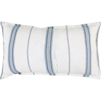 Brooke Blue Stripe Linen Cashmere King Sham by Villa by Classic Home in blue, white. Made from 70% linen/25% cotton/5% cashmere in a transitional style.