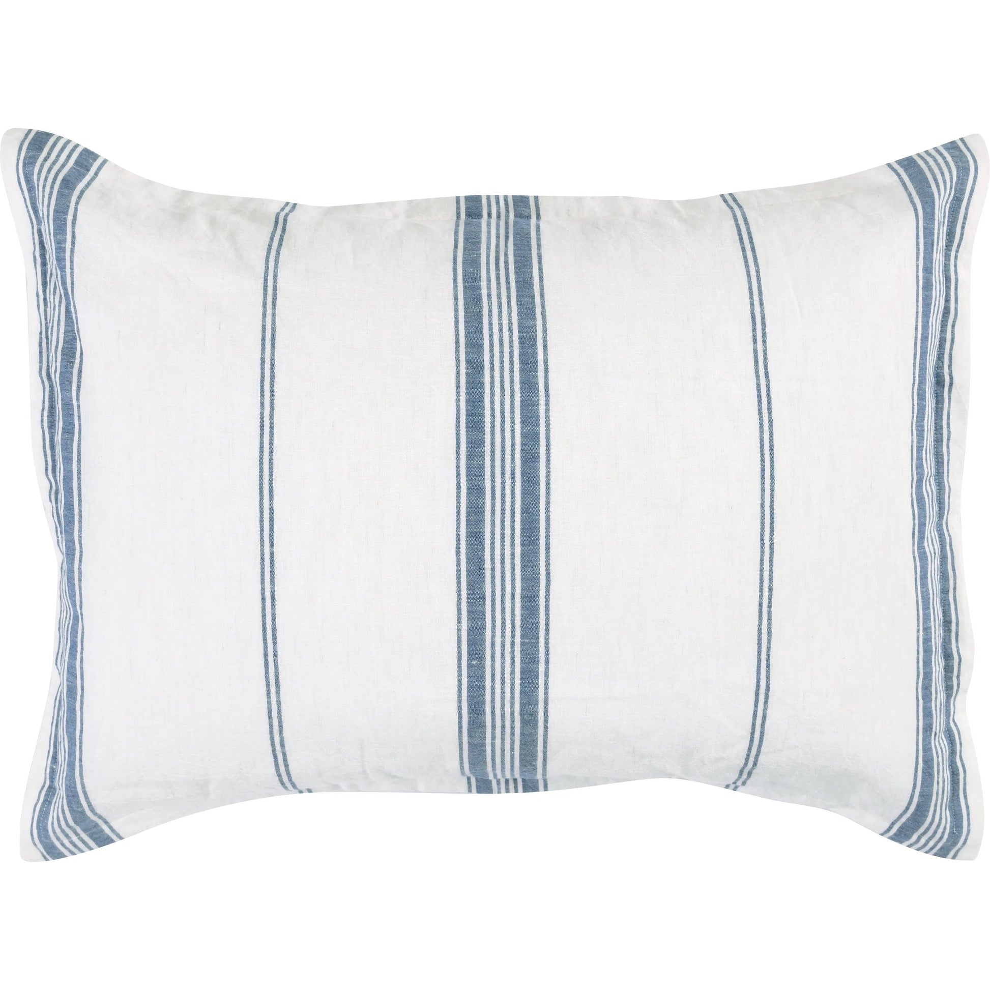 Brooke Blue Stripe Linen Cashmere Standard Sham by Villa by Classic Home in blue, white. Made from 70% linen/25% cotton/5% cashmere in a transitional style.