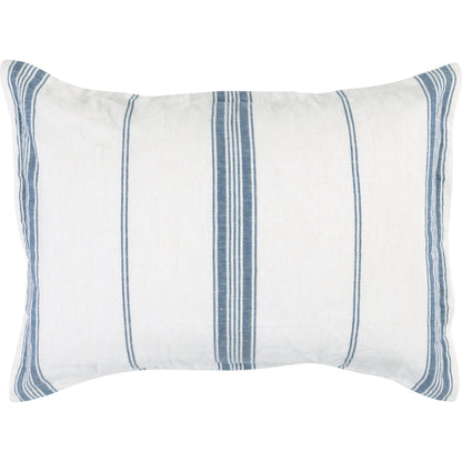 Brooke Blue Stripe Linen Cashmere Standard Sham by Villa by Classic Home in blue, white. Made from 70% linen/25% cotton/5% cashmere in a transitional style.