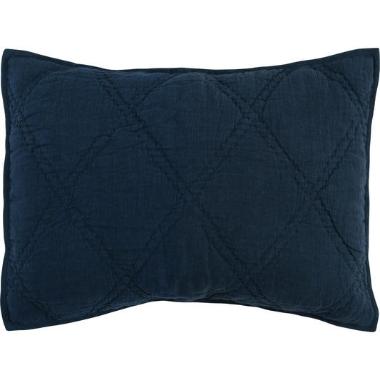 Casi 100% Belgian Flax Linen Standard Sham by Villa by Classic Home in midnight blue. Made from 100% belgian flax linen in a unique style.