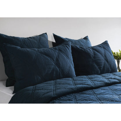 Casi 100% Belgian Flax Linen Standard Sham by Villa by Classic Home in midnight blue. Made from 100% belgian flax linen in a traditional style.