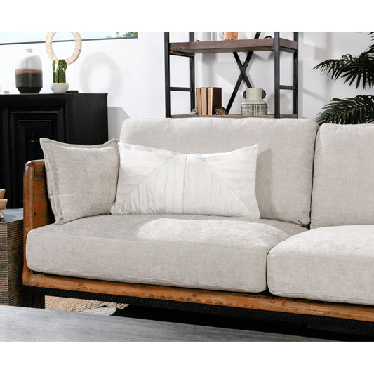 Laurant Throw Pillow by Villa by Classic Home in ivory. Made from 100% rayon velvet in a modern style.