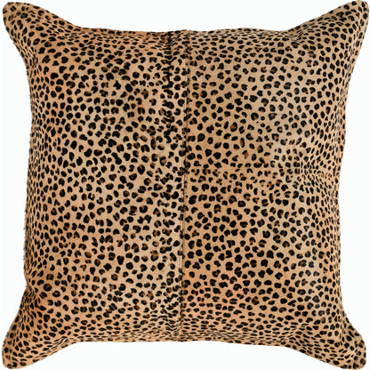 Leopard Throw Pillow by Villa by Classic Home in camel, black. Made from 100% genuine cow hide in a modern style.