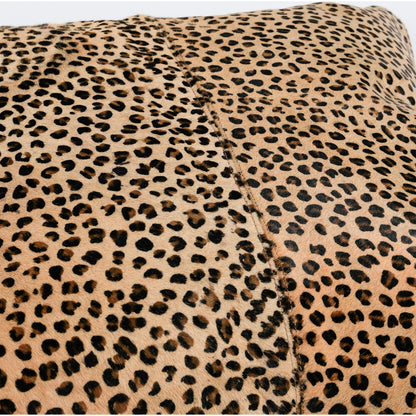 Leopard Throw Pillow by Villa by Classic Home in camel, black. Made from 100% genuine cow hide in a modern style.
