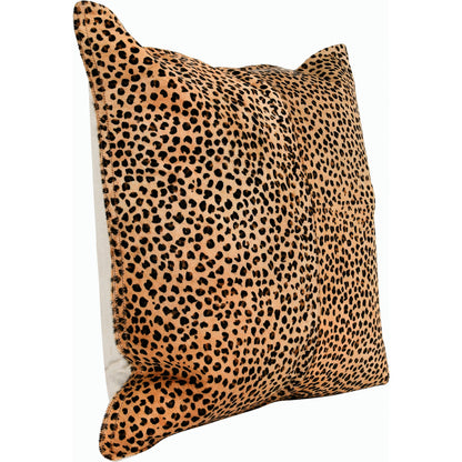 Leopard Throw Pillow by Villa by Classic Home in camel, black. Made from 100% genuine cow hide in a modern style.