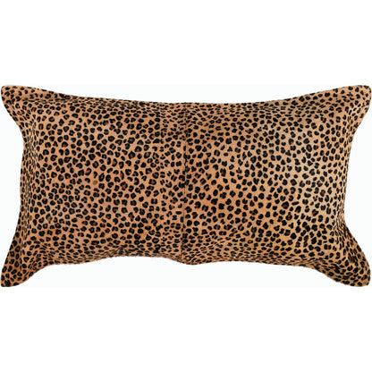 Leopard Throw Pillow by Villa by Classic Home in camel, black. Made from 100% genuine cow hide in a modern style.