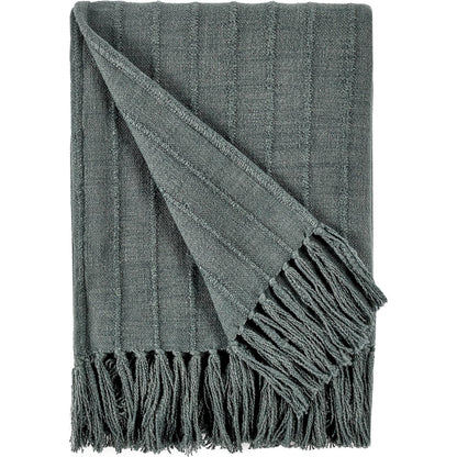 Hunter Woven Fabric Forest Green Throw Blanket by Villa by Classic Home in green. Made from overdyed woven stripe design in a modern style.