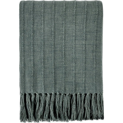 Hunter Woven Fabric Forest Green Throw Blanket by Villa by Classic Home in green. Made from overdyed woven stripe design in a modern style.
