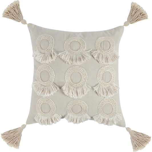 Mansa Throw Pillow by Villa by Classic Home in beige. Made from 50% cotton, 50% linen in a unique style.
