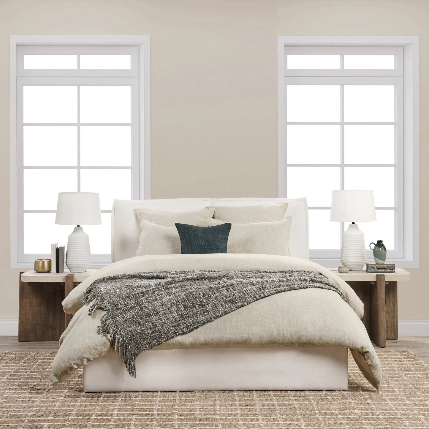 012 SI-2223109 | Lifestyle | Talia Cotton Linen Blend Natural Duvet by Villa by Classic Home. Made from 100% solid cotton back in a transitional style.