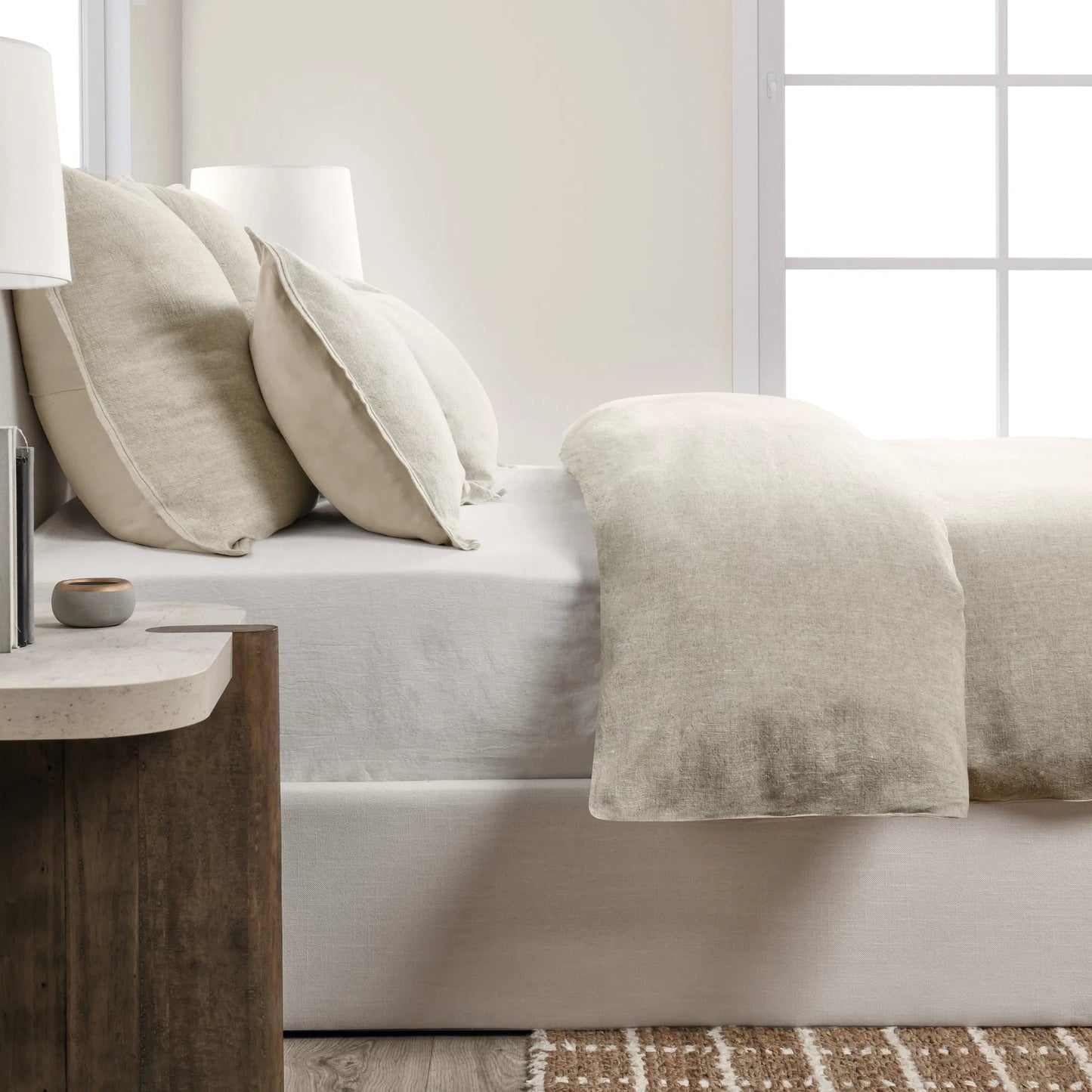 011 SI-2223109 | Lifestyle | Talia Cotton Linen Blend Natural Duvet by Villa by Classic Home. Made from 100% solid cotton back in a transitional style.