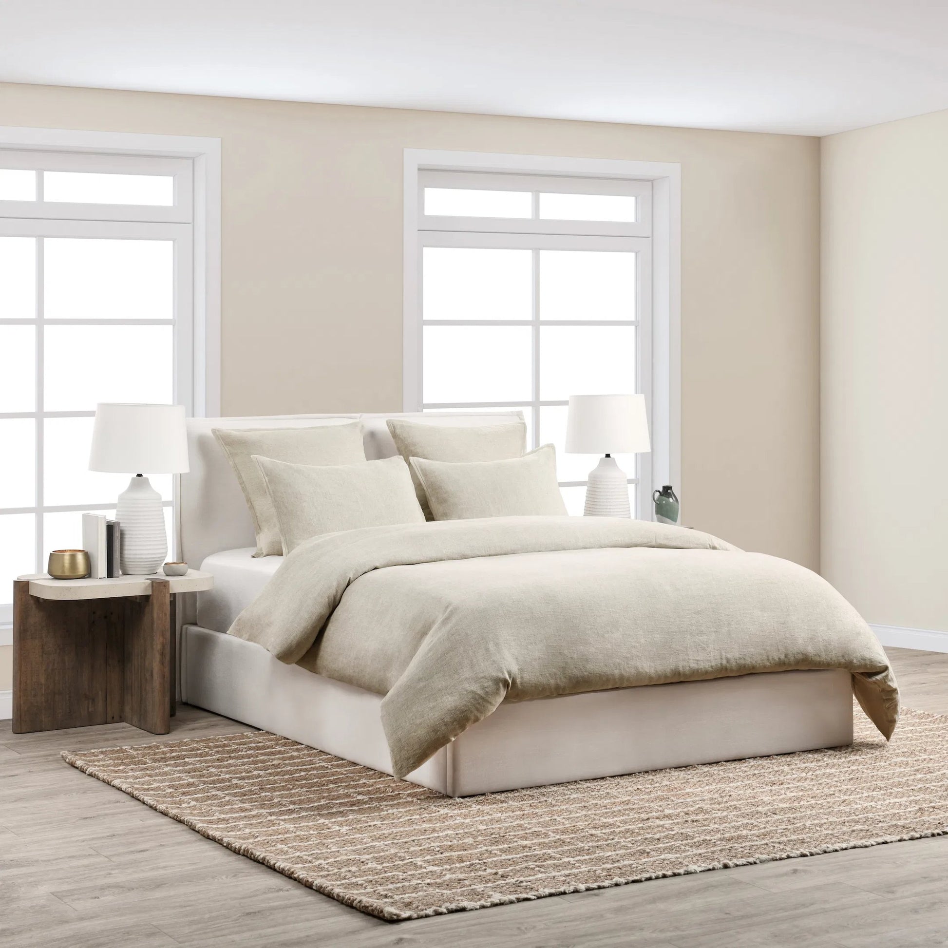 Talia Cotton Linen Blend Natural Duvet by Villa by Classic Home. Made from 100% solid cotton back in a transitional style.