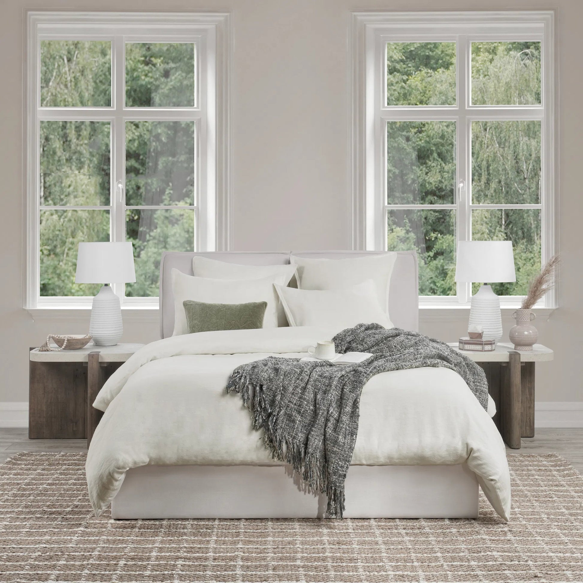 Talia Cotton Linen Blend Natural Duvet by Villa by Classic Home. Made from 100% solid cotton back in a transitional style.