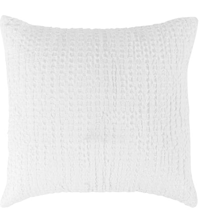 Claire Linen White Euro Sham by Villa by Classic Home in white. Made from 50% cotton/50% belgian flax linen in a unique style.