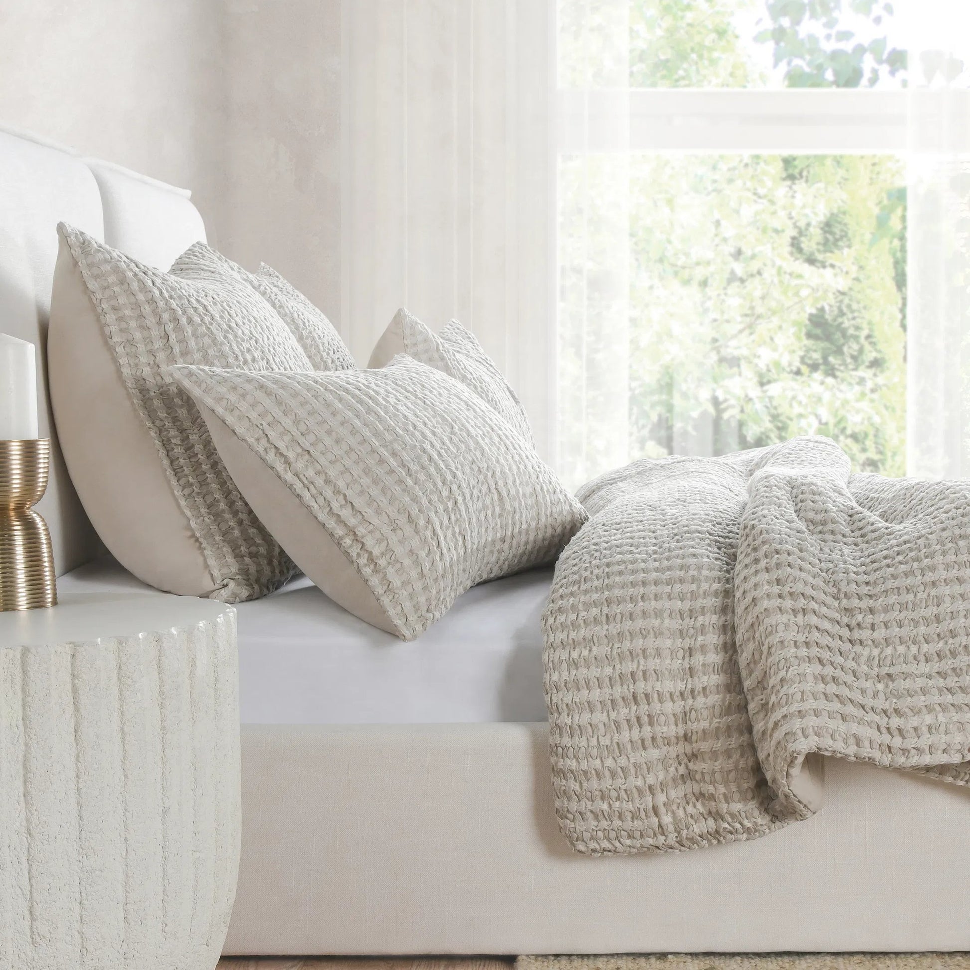 Colmar Natural Sham by Villa by Classic Home. Made from 50% cotton, 50% belgian flax linen in a transitional style.