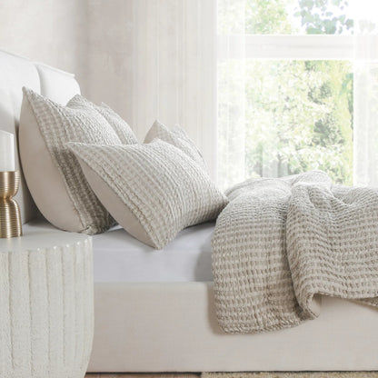 Colmar Natural Sham by Villa by Classic Home. Made from 50% cotton, 50% belgian flax linen in a transitional style.