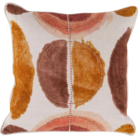 Solar Belgian Linen Throw Pillow by Villa by Classic Home in multicolor clay. Made from 100% belgian flax linen in a unique style.