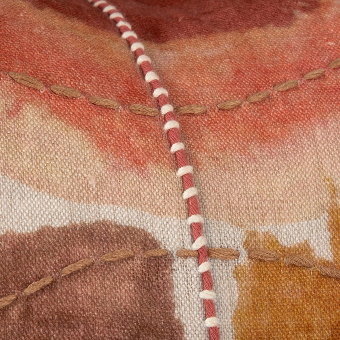 005 SI-2243771 | Closeup | Solar Belgian Linen Throw Pillow by Villa by Classic Home in multicolor clay. Made from 100% belgian flax linen in a modern style.