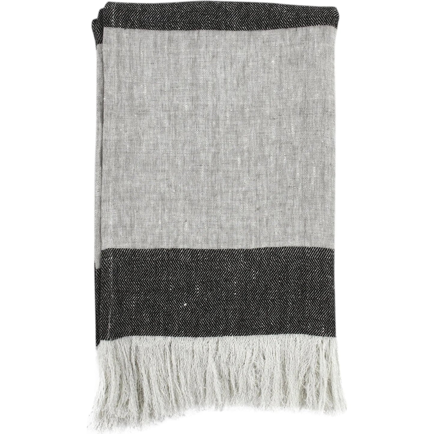 001 SI-2256374 | Additional Silo | TC Linen Cotton Blend Throw Blanket by Villa by Classic Home in gray. Made from 90% linen, 10% cotton in a transitional style.